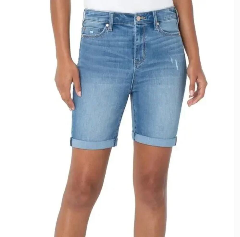 Liverpool Kristy Hi-Rise Denim Jean Shorts 28 6 NWT Distressed Walking Bermuda